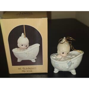Precious Moments He Cleansed My Soul Ornament 1987 Enesco 112380 Box